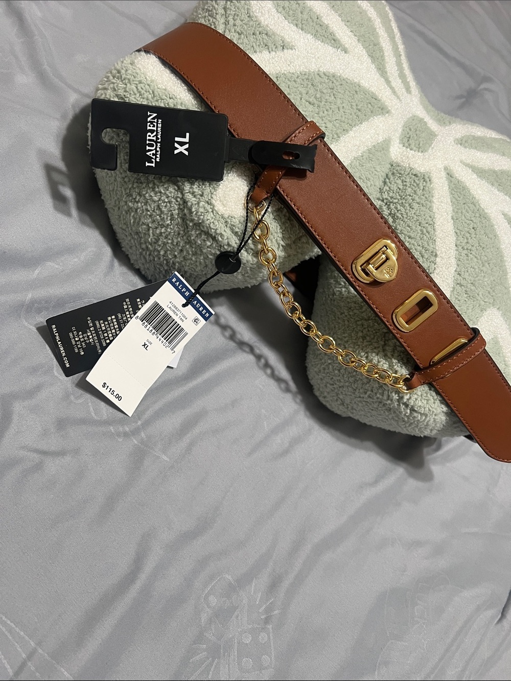 Lauren Ralph Lauren Brown Leather Chain Accent Belt